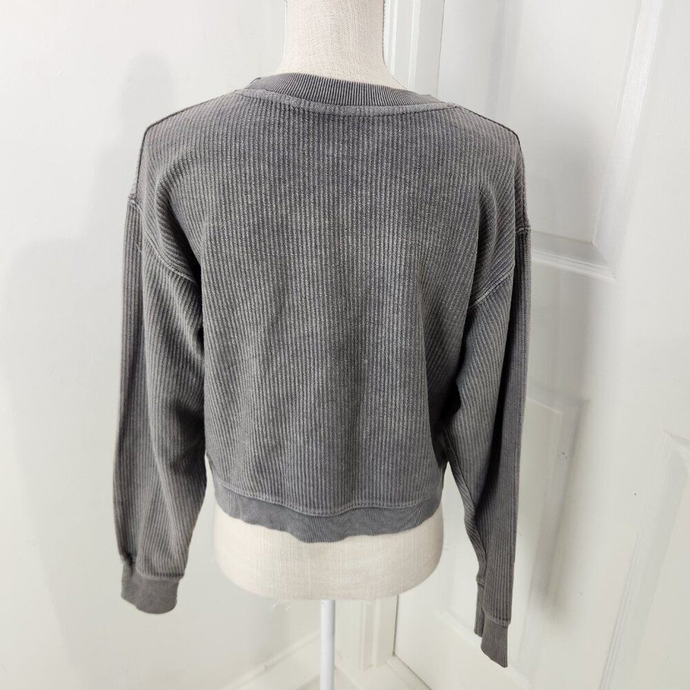 OSU Cowboys Sweatshirt Womens M Gray Ribbed Knit Cropped League Unwind Football - Picture 7 of 15